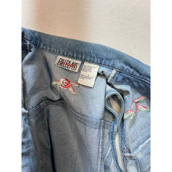 Bill Blass Women's Embroidered Jeans Vest Stretch Denim Size M Blue Sleeveless - Picture 11 of 11